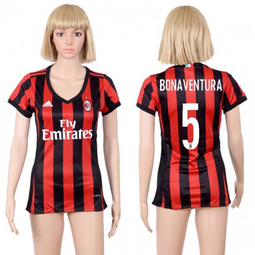 Women's AC Milan #5 Bonaventura Home Soccer Club Jersey